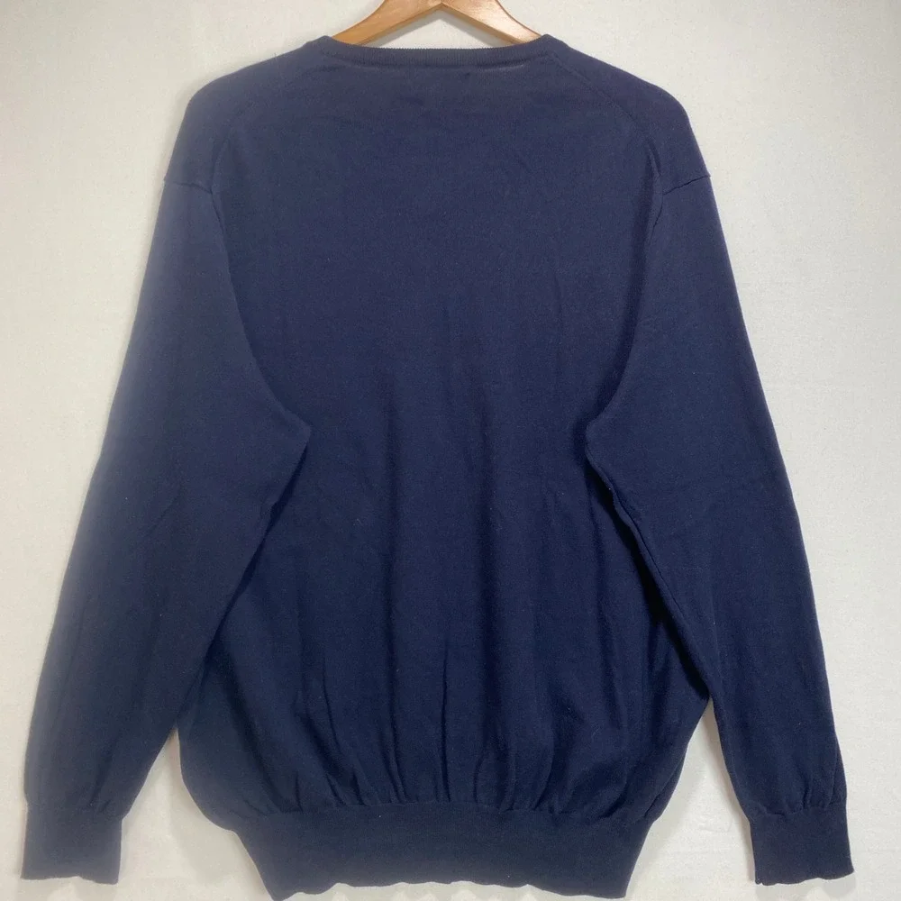 Polo Ralph Lauren Men Navy Blue Pima Cotton‎ V Neck Sweater XL